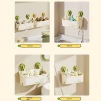 Estante de almacenamiento con ventosa de gran capacidad, estante de almacenamiento para baño montado en la pared, ahorro de espacio, soporte de carga fuerte con orificio de drenaje - details 11