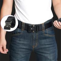 Cinturón táctico con hebilla magnética para hombre, cinturón elástico de liberación rápida, cinturón informal de nailon para pantalones de entrenamiento - details 1