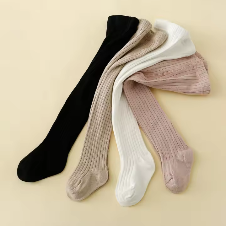 4 Pares De Medias Sólidas Para Niñas Talla 1-2 Años Y 3-6 Años Material De Algodón Poliéster Y Spandex Estilo Diario Todas Las Estaciones 4 - 1