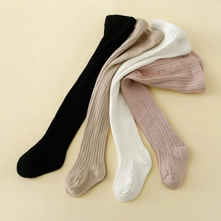 4 Pares De Medias Sólidas Para Niñas Talla 1-2 Años Y 3-6 Años Material De Algodón Poliéster Y Spandex Estilo Diario Todas Las Estaciones 4 - 1
