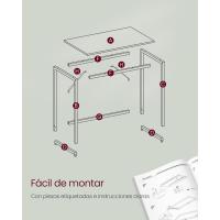 Mesa de Trabajo Pequeña Industrial Ideal para Teletrabajo, Estudio, Dormitorio 60 x 135 x 76cm - details 59