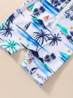 Bañador encantador con estampado de árbol de coco para niña, traje de baño con protección solar, cómodo para la playa y la piscina - details 4