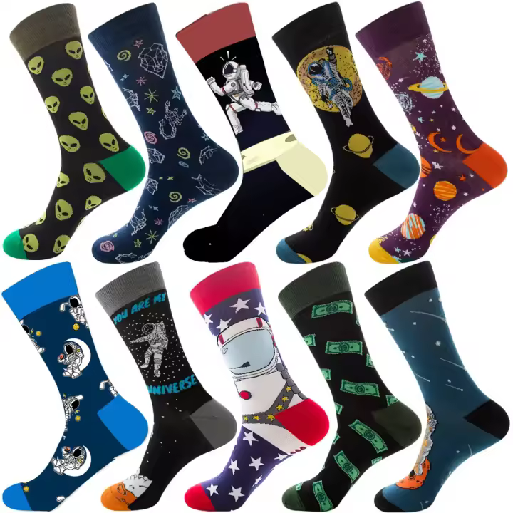 Calcetines informales a cuadros para hombre, medias coloridas de algodón con diseño de moda, para fiesta de negocios, gran oferta, 2024 - 1