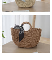 Bolso tejido de vid Yasewe, bolso tejido de gran capacidad para mujer, bolso de paja de estilo francés, bolso para fotos estilo Hepburn - details 14