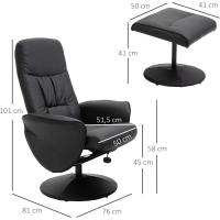 Reclinable hasta 145° °   y Giratorio 360° °   con Respaldo Ajustable para Salón Dormitorio Oficina 76x81x101 cm Negro - details 2