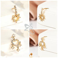 ZS-Piercing de nariz de acero inoxidable en forma de L, Perno de Nariz de cristal CZ brillante, flor, mariposa, forma de corazón, 20G, 1 pieza - details 10