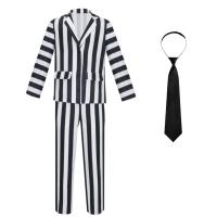 Disfraz de la película escarabajo para hombre, traje a rayas blancas y negras, 4 piezas - details 5