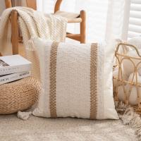 Funda de almohada bohemia de lino y algodón para decoración del hogar, funda de almohada nórdica de 45CM, funda de cojín con borlas estilo INS para sala de estar/oficina - details 14