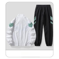 Conjunto Deportivo Casual para Hombres Primavera/Verano Chaqueta de Tracksuit con Cremallera, Pantalones con Cordón Material de Poliéster Diseño Sólido - details 12
