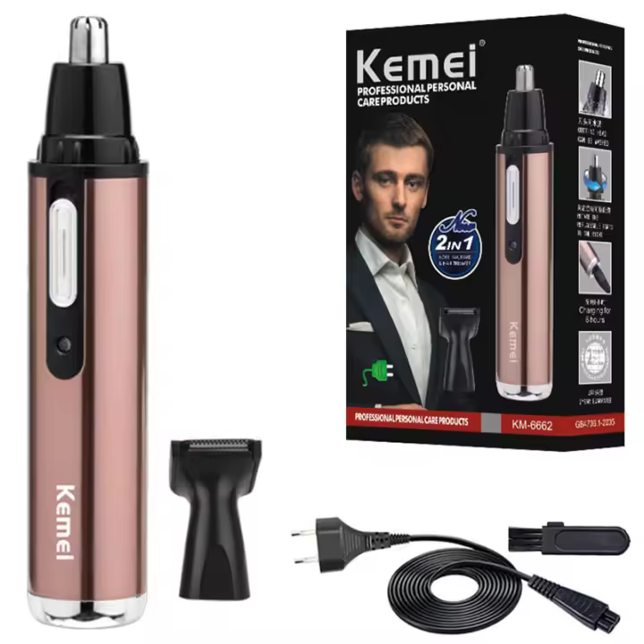 Kemei-microrecortador de nariz y Oreja para hombres, herramienta de limpieza facial, 6662, 110-240V - 1
