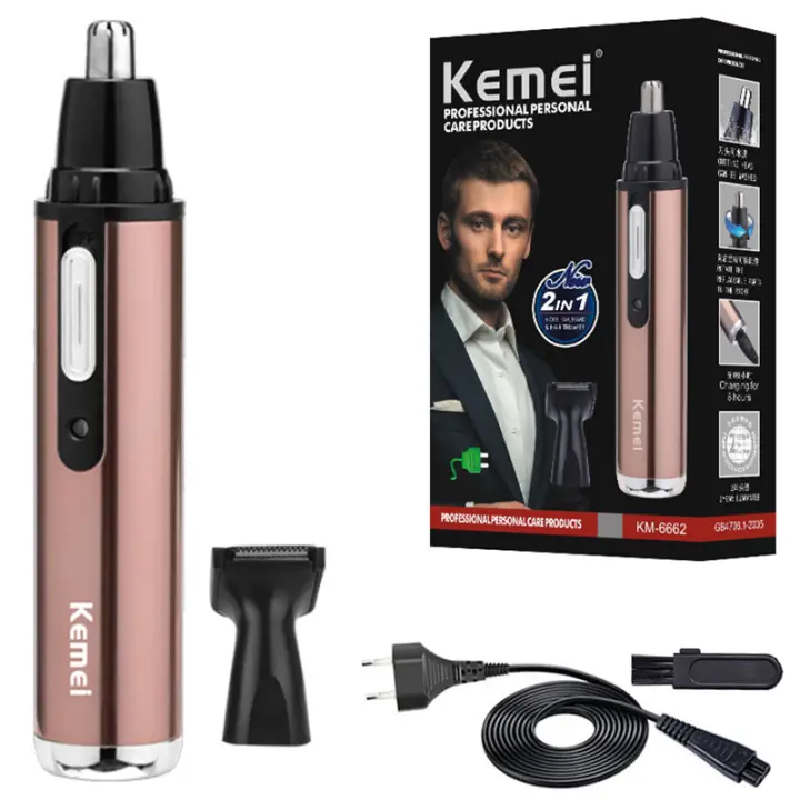 Kemei-microrecortador de nariz y Oreja para hombres, herramienta de limpieza facial, 6662, 110-240V - 1