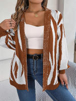 Cárdigan liso de manga larga para mujer, abrigo con cuello en V, informal, clásico, elegante, colores contrastantes, suéter de punto suave, Top, nuevo - details 15