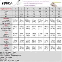 Vestido de talla grande 5XL VONDA para mujer 2024, vestido informal de cuello alto, Maxi bata A-e elegante Vintage de Color sólido, Vestidos de manga larga - details 0