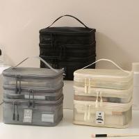 Bolsas de cosméticos de malla con cremallera, bolsa de maquillaje de perspectiva de gran capacidad de 1/2/3 capas, bolsa de lavado multifuncional, bolsa de almacenamiento de doble capa - details 11