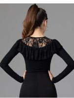 TRE de baile latino con cuello redondo, vestido de noche, disfraz de tango de jazz de color sólido, tops de la serie jersey de la sitio web de venta al por menor de ropa de mujer - details 9