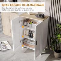 2 Puertas Estante Ajustable Base Elevada Comedor Pasillo Dormitorio Dispositivo Antivuelco 60x30x90 cm Blanco - details 3
