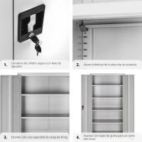 Armario Archivador Oficina en Acero, Armario Exterior e Interior con Cerradura, Armario Multiusos con 2 Puertas, 4 Estantes Ajustables y 5 Alturas, Fácil Montaje, 180x80x40 cm - Gris Claro - details 5