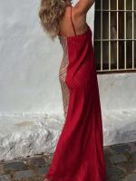 Vestido de fiesta de retales a la moda con tirantes finos y estampado sin espalda para mujer de verano, vestido elegante sencillo sin mangas para mujer 2025 - details 1