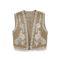 BUNO-chaleco bordado con cuello en V a la moda para mujer, Tops, chaqueta informal Vintage sin mangas para mujer - details 1