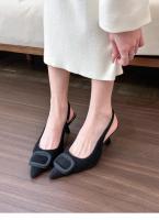 Sandalias de tacón alto con hebilla cuadrada y puntera, zapatos en la parte posterior - details 12