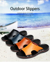 Nuevas sandalias de verano para hombre, zapatillas de playa de verano, sandalias de cuero genuino, zapatillas planas informales transpirables con agujeros - details 2