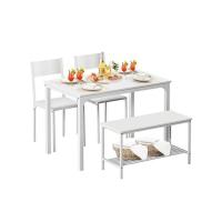 soges 4 Personen Esstisch-Set, 110cm Küchentisch-Set für 4 Personen, 2 Stühle mit Rückenlehne