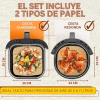 Papel perforado cuadrado para freidora de aire, 100 piezas, 20-24cm y 100 papeles para Cosori, accesorios desechables para freidora de aire - details 4