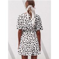 Vestido de playa de verano con cordones y botones estampados a la moda Ropa informal para mujer - details 8