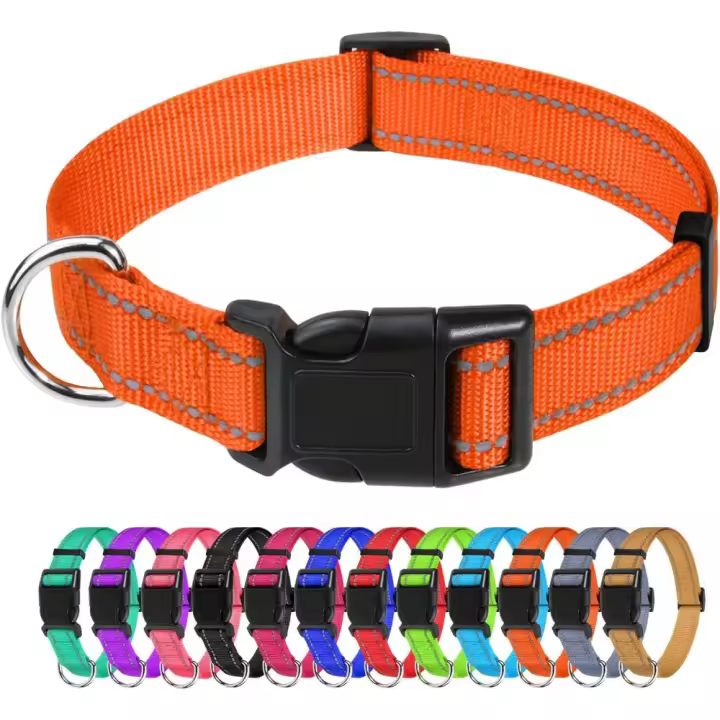 Collar Ajustable De nailon Reflectante para Perro, Collar para Caminar, Correr, Entrenamiento,para Cachorro,Rojo, 1,0 cm De Ancho - 1