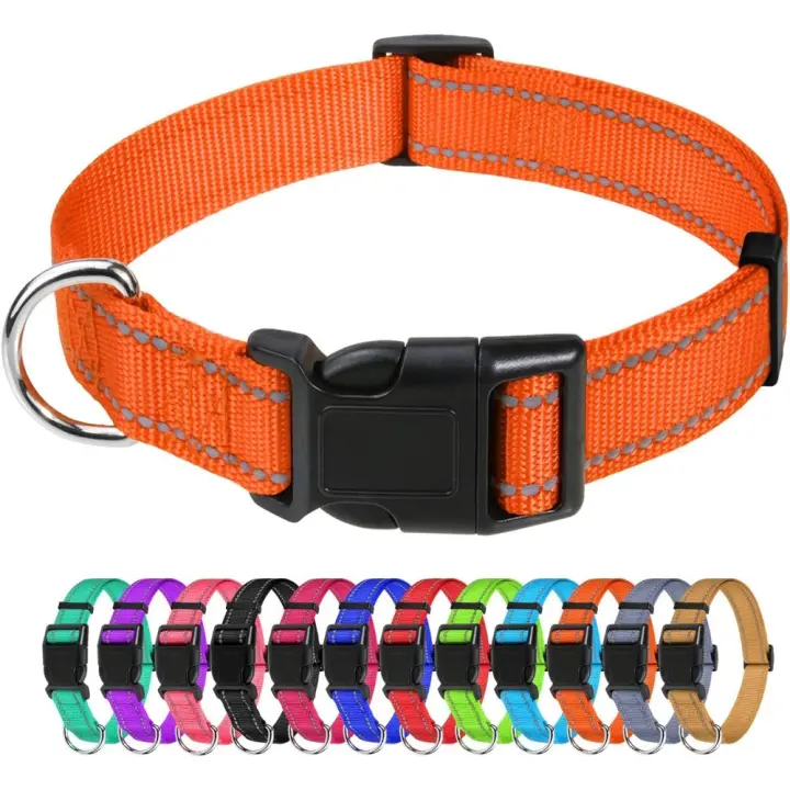 Collar Ajustable De nailon Reflectante para Perro, Collar para Caminar, Correr, Entrenamiento,para Cachorro,Rojo, 1,0 cm De Ancho - 1