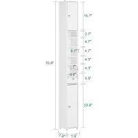 Mueble de Baño Estrecho Armario Auxiliar de Baño en MDF Resistente al Agua con Estantes Ajustables y Cajón Blanco 20x180x20cm - details 2
