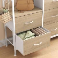 Cajonera para armario, cómoda dormitorio 8 cajones de tela, estantes de madera, cómoda de salón, cajas organizadoras, estructura metálica, estilo industrial - details 13