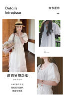 Vestido de Verano 2025 para Mujer Estilo Francés Suave y Adelgazante con Mangas de Burbuja y Falda de Princesa Dulce - details 9