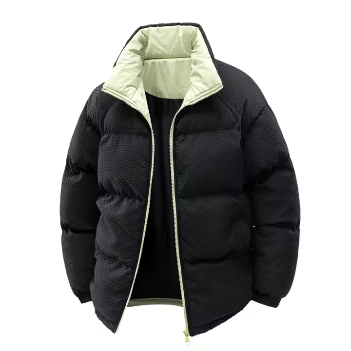 Chaqueta de Hombre Nueva a la Moda, Cortavientos, Gruesa, Abrigada para Invierno, Informal, Lisa, para Exteriores, Holgada, Cómoda, con Cuello Alto, Parka - 1