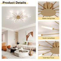 Goeco Luz de Techo LED Dorada 12 Cabezales, 12W, Montaje Directo, Eficiencia Energética - details 2