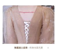 Vestido de dama de honor de color champán de alta gama, ligero y lujoso de noche de estilo francés para mujer, socialité, hada y noble, puede ser - details 18