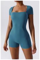 Mono de Yoga de Manga Corta para Mujer Ajustado Secado Rápido Entrenamiento de Danza Traje de Fitness Conjunto de Salto Alto Material Exterior de Nylon - details 7