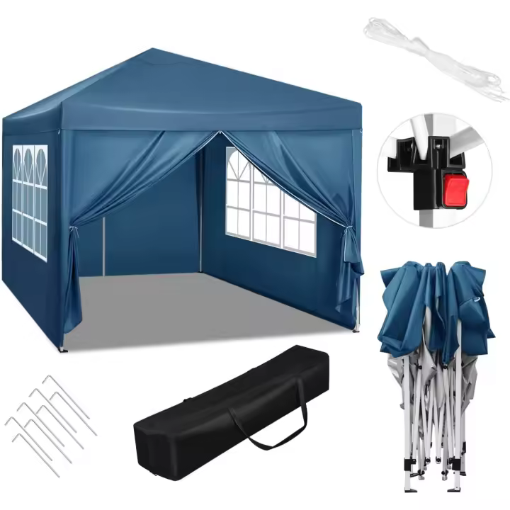 Carpa de Jardín Plegable Diseño Pop Up Cuadrado con Techo de Tela Oxford Altura Ajustable - 1
