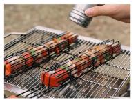 Barbacoa ge con mango de madera, parrilla de malla para carne y verduras, herramientas de picnic - details 13