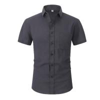 Camisas de manga corta para hombre, gran oferta de línea de algodón, Color sólido, cuello vuelto, estilo informal de playa de talla grande - details 3