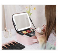 Bolsa de maquillaje LED inteligente con espejo para mujer, estuche de cosméticos de viaje profesional de cuero PU, impermeable, de gran capacidad, nuevo - details 15