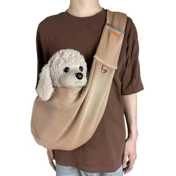 Bolsa de transporte transpirable para perros, cómoda bolsa de hombro tipo bandolera para mascotas de gran capacidad, ajustable, manos libres, para gatos y cachorros - 1