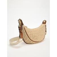 Bolso Crucero de Tejido Ligero Correa Ajustable Desmontable, Cierre de Cremallera, Lining de Goma y Poliéster, Marrón/Negro Bolso de Mano Casual para Mujeres en Primavera-Verano - details 5