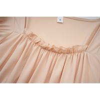2025 nuevo vestido de verano de manga de burbuja pequeño cuello cuadrado medio y largo vestido de hadas de manga corta de cintura alta vestido de estilo retro francés - details 6