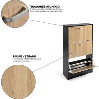 Mínimalista Diseño de Puerta Oscilobatiente 6 Baldas para 28 Zapatos Estructura Blanco/Taupe - details 12
