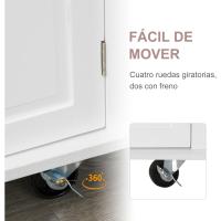 Cocina con Ruedas Carro de Cocina de Madera y Barra Lateral con 2 Cajones y 4 Puertas Blanco - details 1