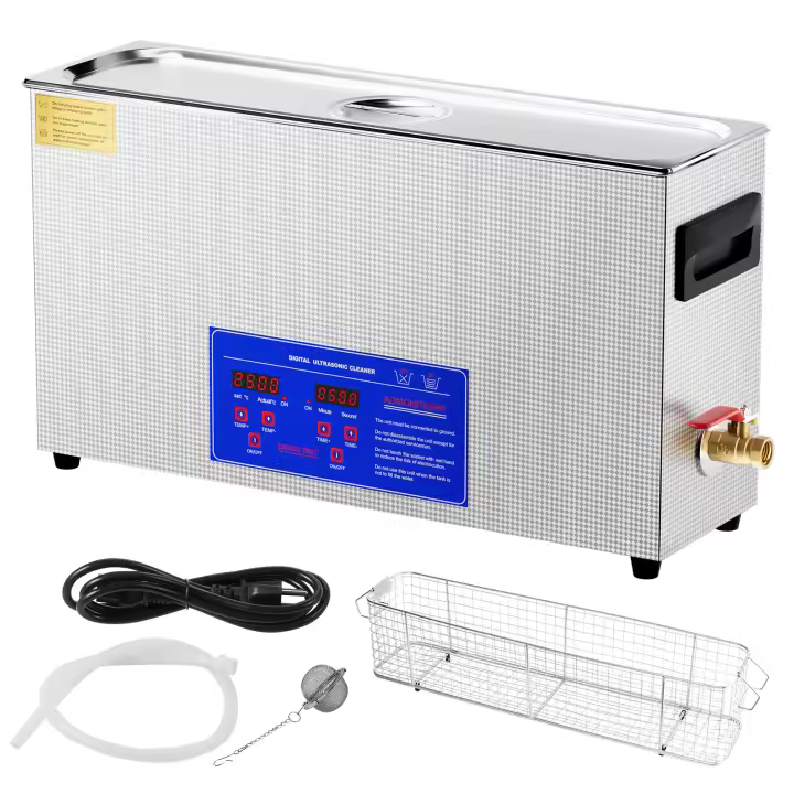 SucceBuy Limpiador ultrasónico de pistola de 10 L, máquina de limpieza digital de 300 W con calentador y temporizador, limpiador por ultrasonido de 40 kHz para piezas de pistola, balas, suministros militares - 1