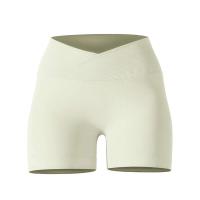 Crossover mujeres deporte gimnasio entrenamiento correr cintura alta Yoga Push Up cadera sin costuras Fiess Shorts - details 30
