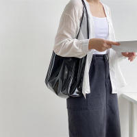 Bolso de hombro de charol de Color sólido para mujer, bolso de mano de lujo Simple, bolso de compras de viaje informal, bolso de mano - details 7