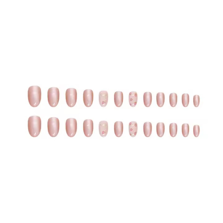 Ojo de gato arco uñas uñas usables extraíble lindo pequeño fresco fresa uñas oval uñas medias - 1